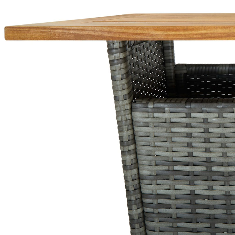 Tocarra 4 - Person Acacia Wicker Patio Dining Set with Square Table, 43.3" H x 23.6" W x 23.6" D, Gray Frame/Gray Cushion
