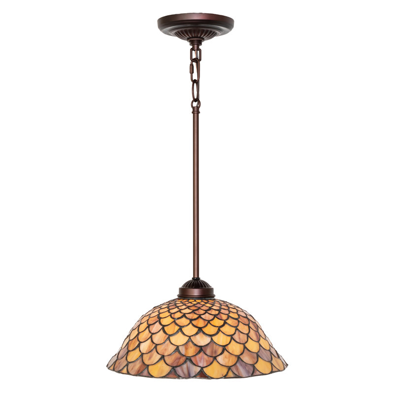 12" Wide Tiffany Fishscale Pendant