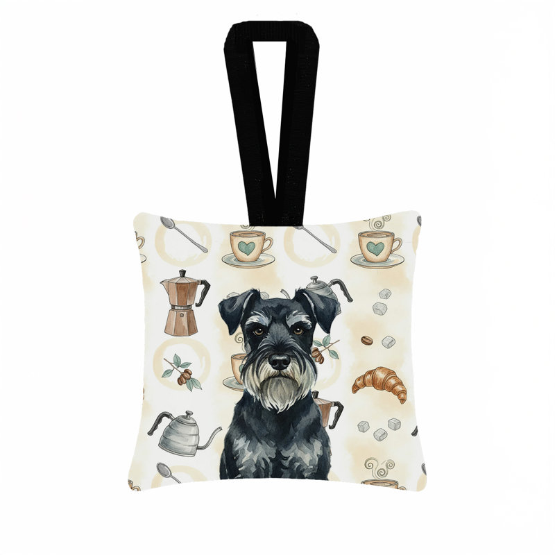 Ornement carré standard en tissu Schnauzer, Standard Schnauzer Black
