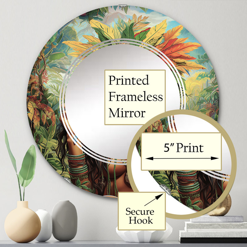Aronia - Miroir mural moderne rond, 24 po x 24 po