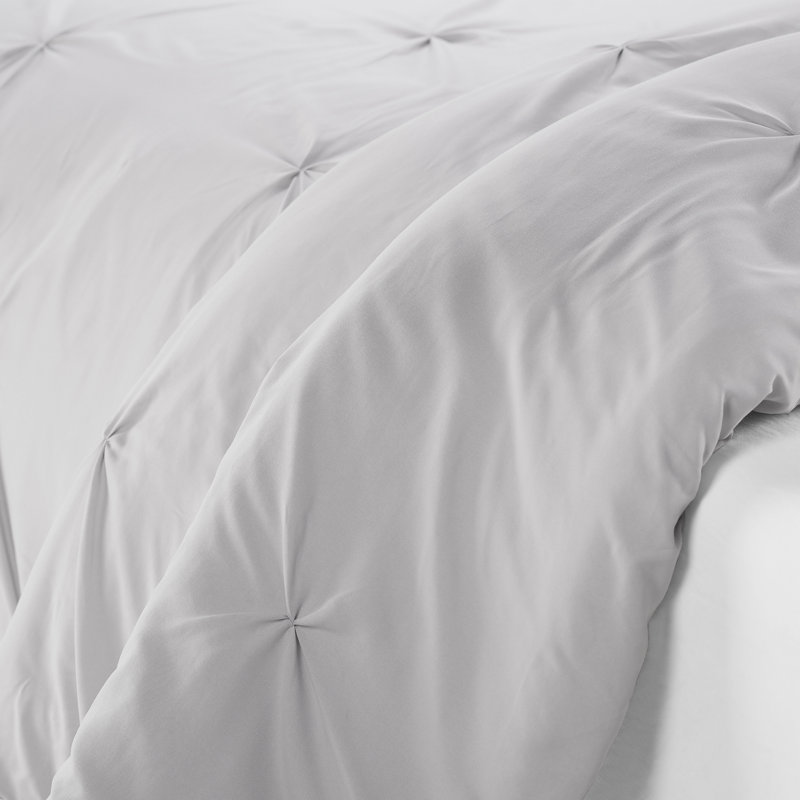 Simply Clean Light Gray Microfiber 3-Piece Duvet Cover Set