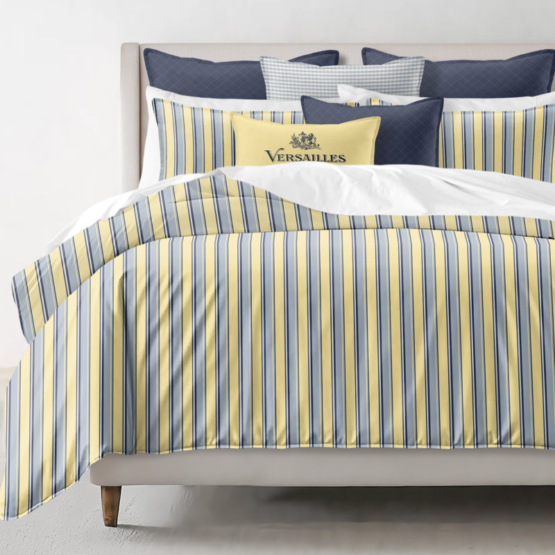 Gino Stripe Cotton Reversible Coverlet Set, Cal.King Coverlet/Bedspread + 2 King Shams