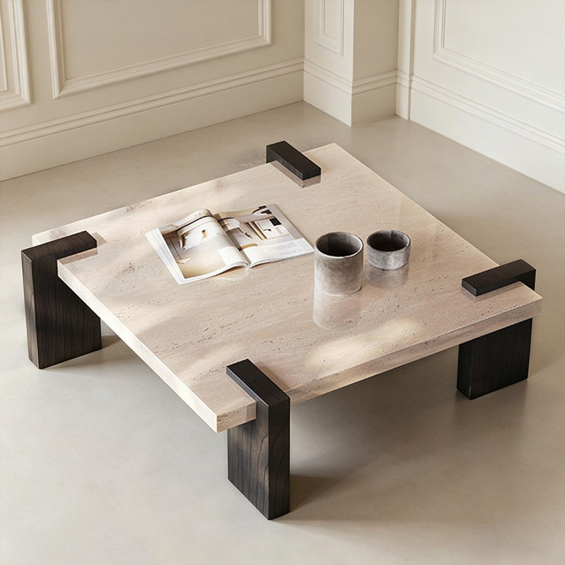 Table basse carrée en pierre frittée