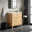 Meuble-lavabo simple 30 po à grain de bois naturel avec lavabo en céramique, mécanisme de fermeture en douceur, tiroir basculant et tablette de rangement sur la porte, tablette réglable