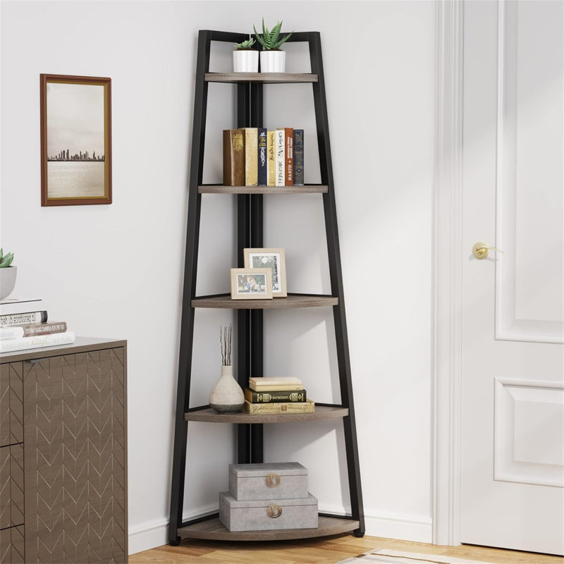 70.07" Tall Corner Shelf, Gray