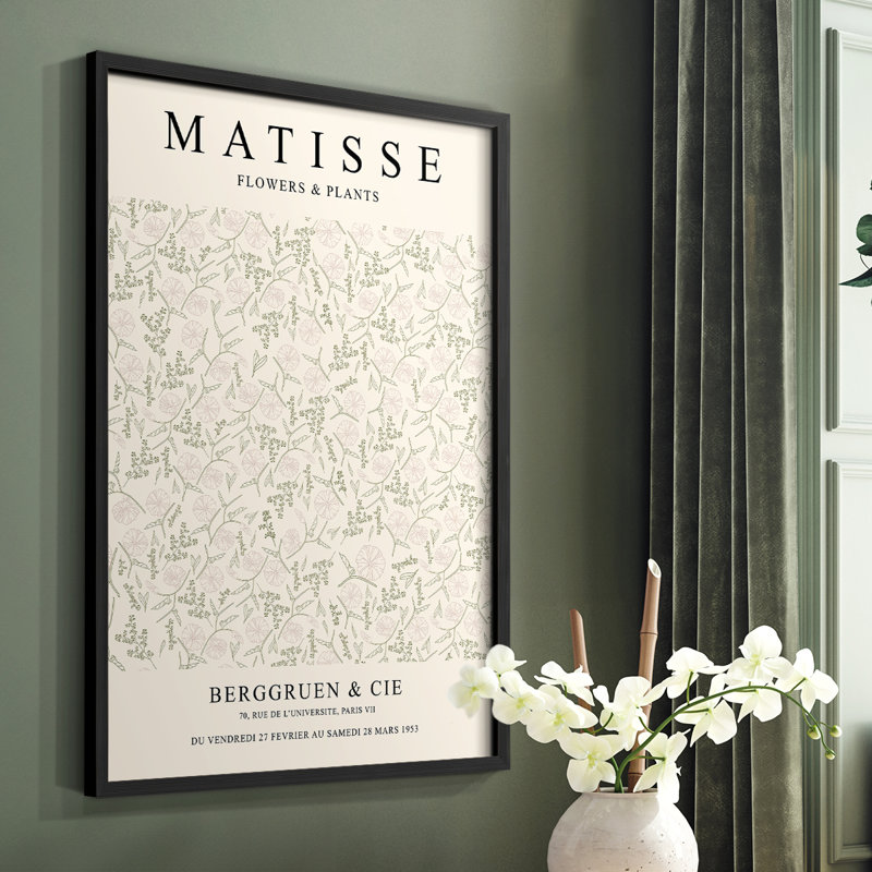 Matisse CCIV Framed Print - Solid Wood, Black, 20" H x 16" W