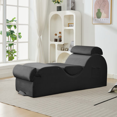   Méridienne courbée en velours Wrought Studio avec appui-tête pour la détente et l'exercice