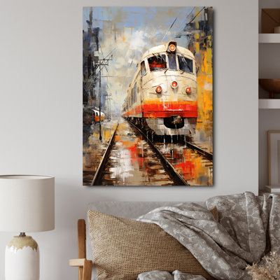 «White Red Train Journey», reproduction d'art sur toile moderne