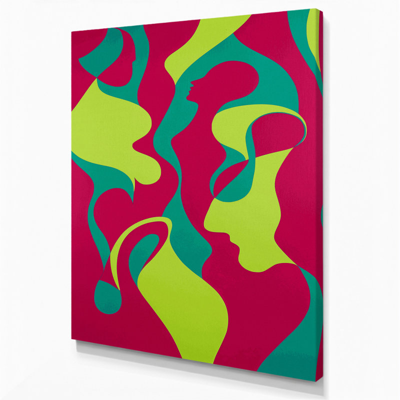 Toile abstraite abstraite figurative rouge 85, H 14 po x l 11 po