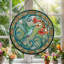 Panneau de vitrail à motif floral Colibri ， H 12 po-1693848645