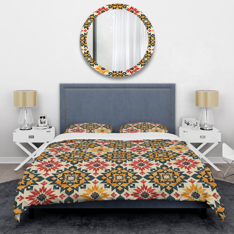 Ensemble de housse de couette Red Aztec Tiles I - Tiles, Housse de couette très grand + 2 très grandes ta