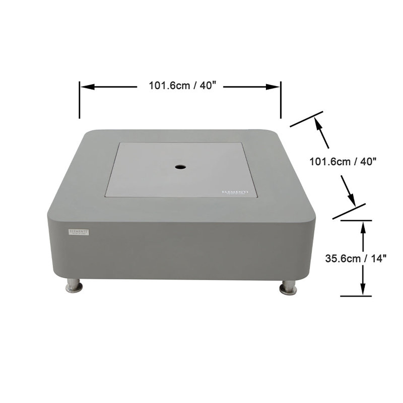 Brisseyda Square Concrete Bio-Ethanol Smokeless Fire Pit Table with Lid, Space Gray