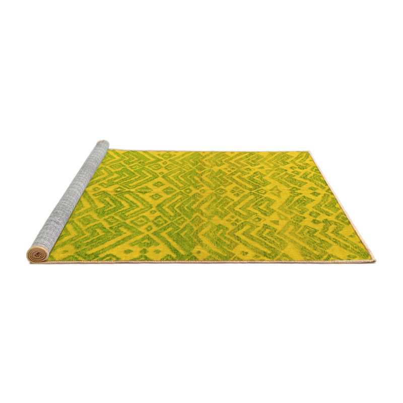 Tapis lavables à la machine Abstract 5389 - jaune, Carré 7 pi