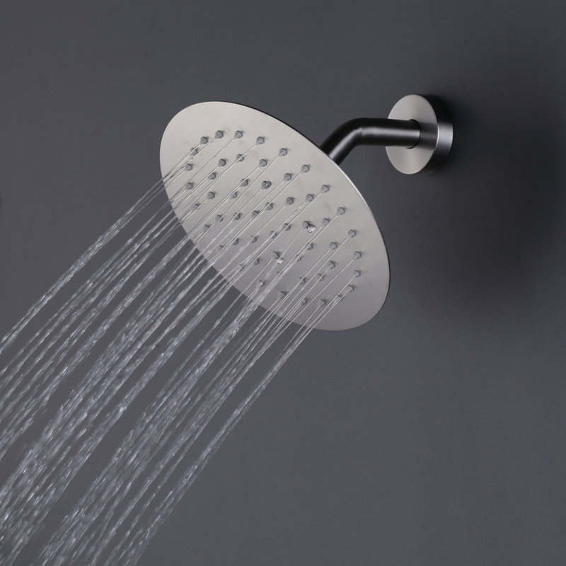 Wide Round Rain Shower Head For Bathroom With 1.8 GPM High-Pressure Swivel Rainfall Spray, Brushed Nickel