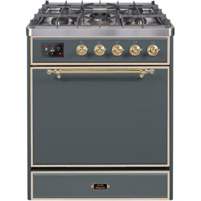 Cuisinière à double combustible 30 pouces ILVE Majestic II, 5 brûleurs en laiton, 4 cu. Capacité du four (porte pleine)