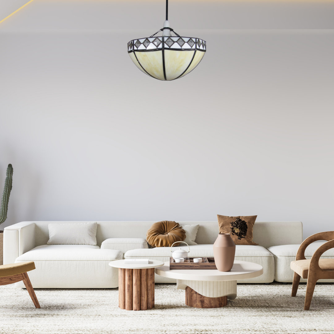 25cm H Glass Bowl Pendant Shade ( Screw On ) in Beige