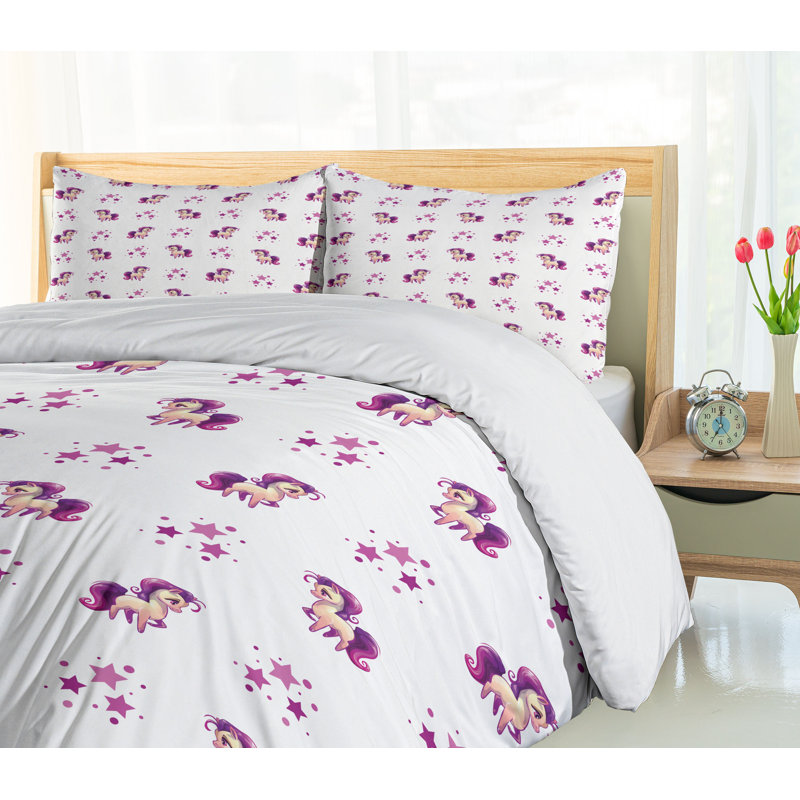 Ensemble de housse de couette licorne, Housse de couette grand et 2 taies décoratives