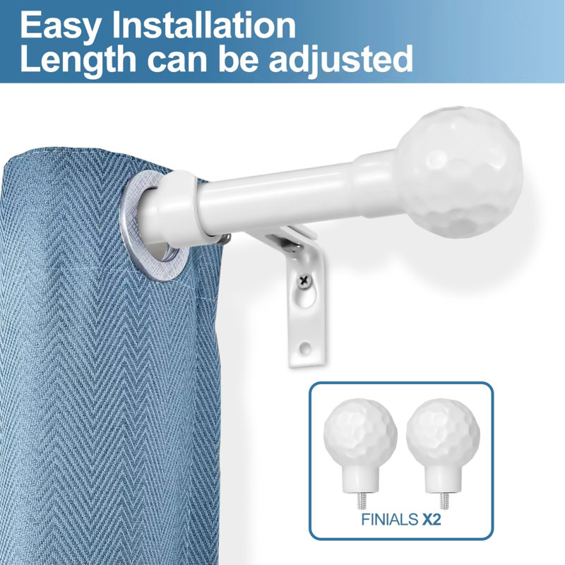 Tringle à rideaux simple Dingess, 28 po à 48 po, Blanc lustré