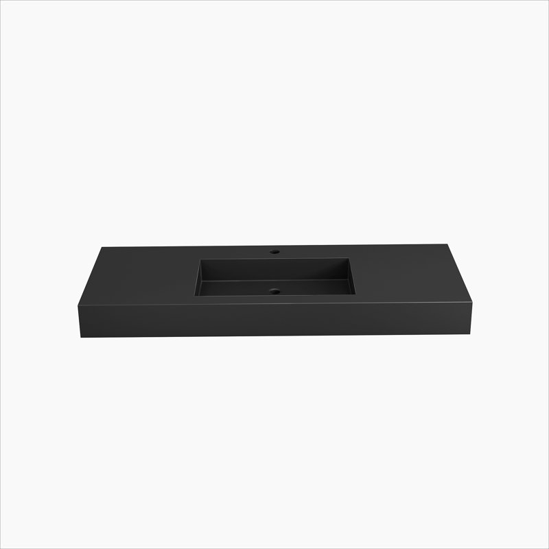 Stone Resin Solid Surface Bathroom Vanity Basin Sink, Matte Black