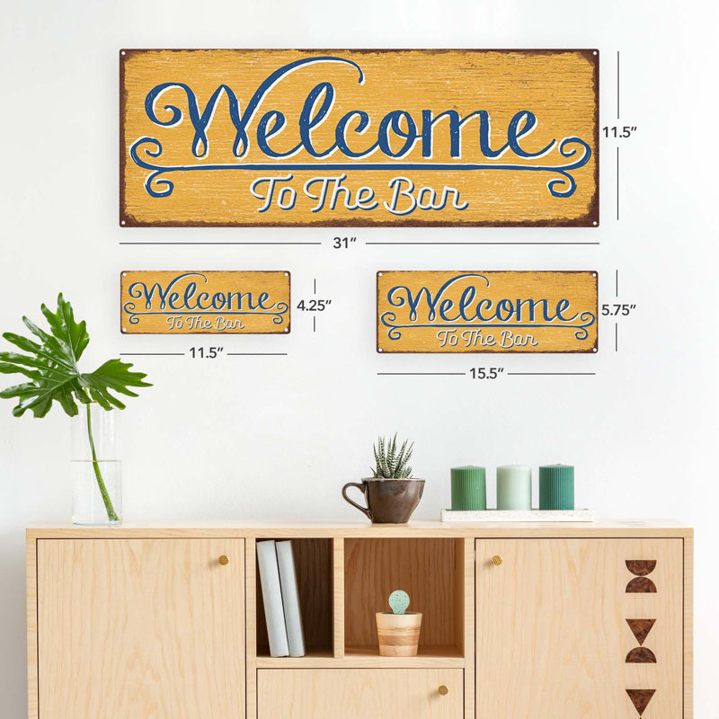 Panneau métallique "Welcome to the bar", H 4,25 po x l 11,5 po