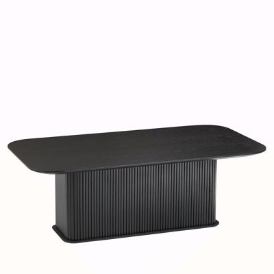 Coffee Table Black Oak Wood Surface And Black Metel Feet