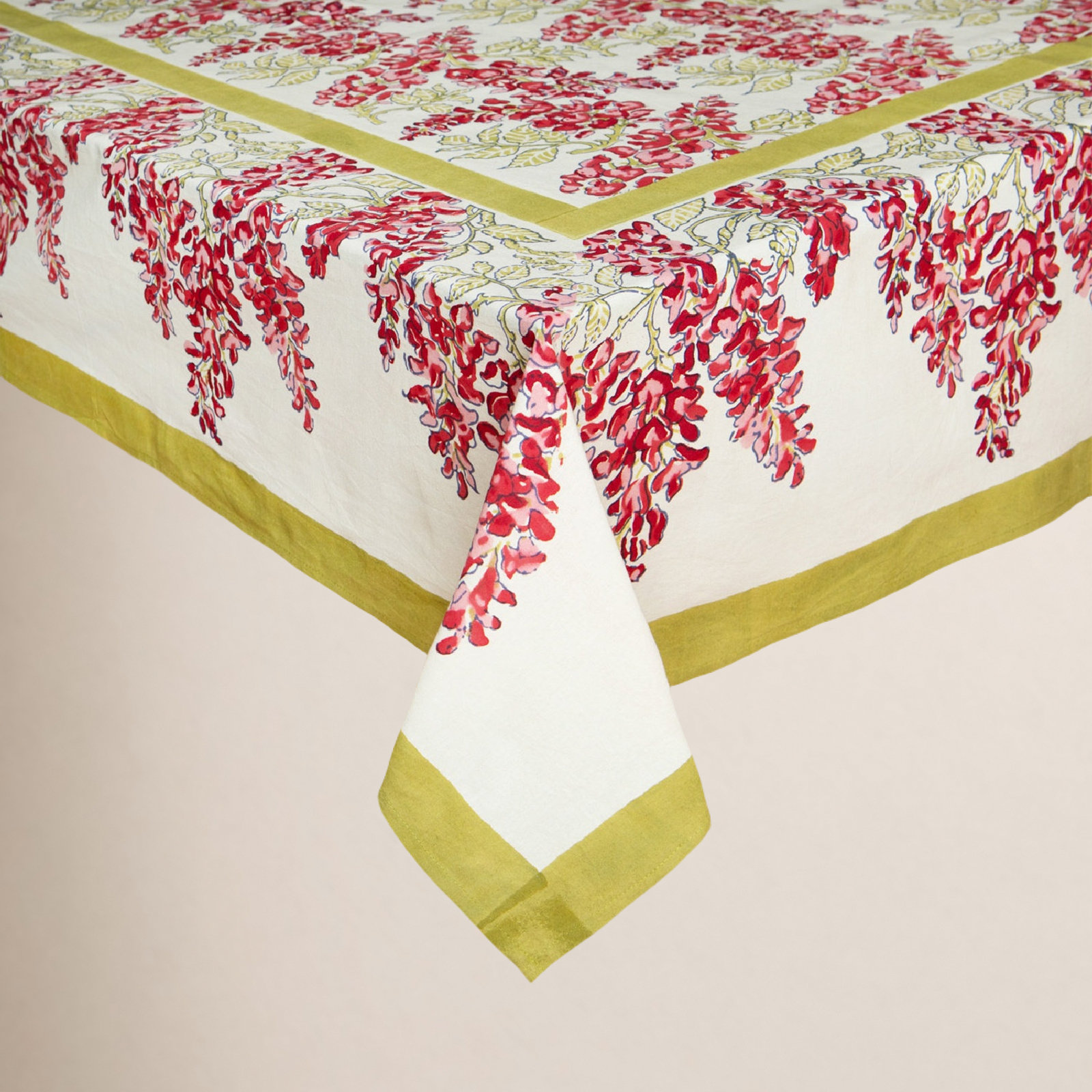 Kappa Floral Tablecloth, 128" x 71", Pink/Green