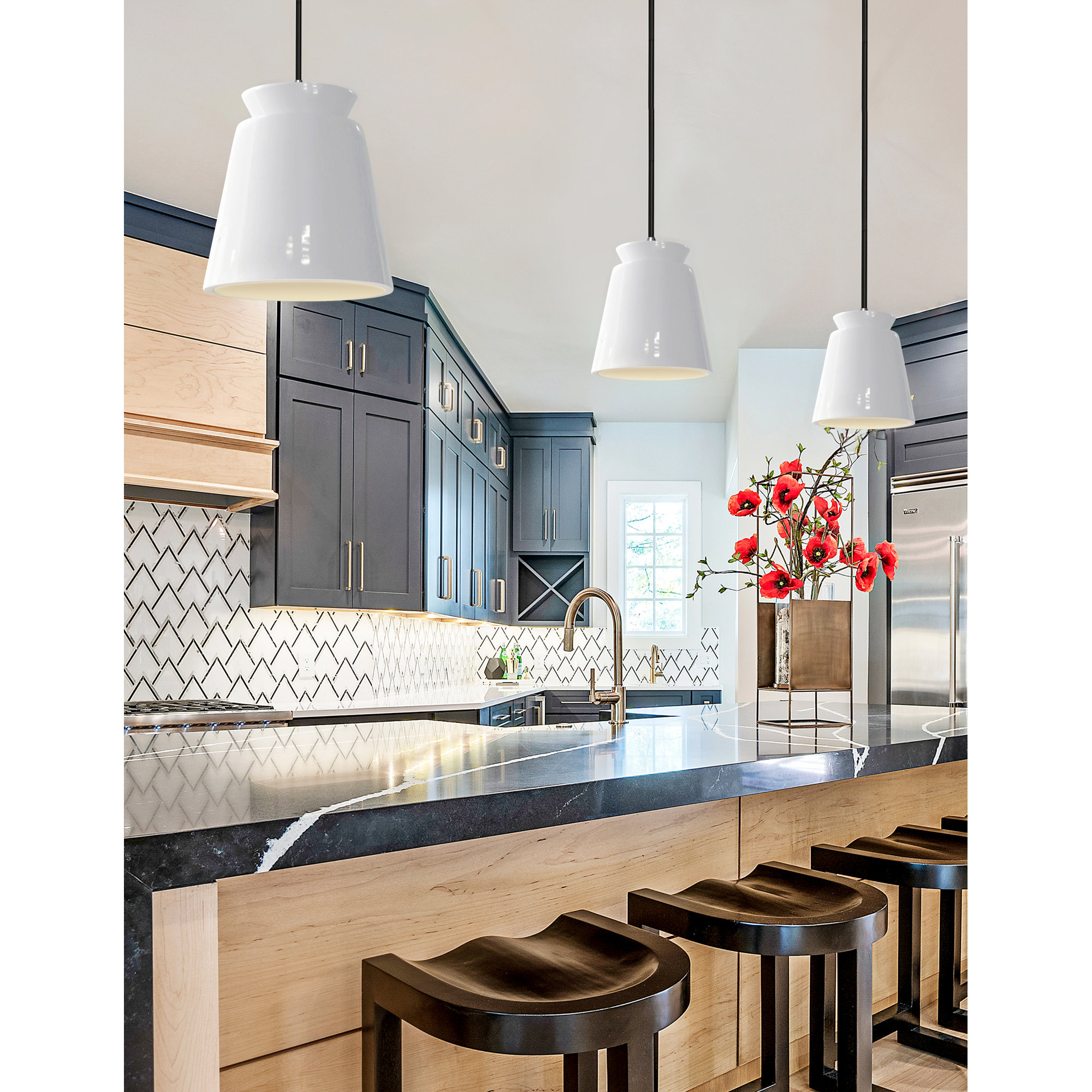 Logan 1 - Light Single Cone Pendant, Gloss White, Incandescent (Not Included), Brushed Nickel