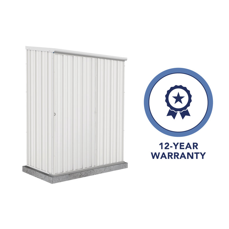Absco EZI Slider 5' W x 3' D Metal Galvanized Steel Weather Resistant Storage Shed Surfmist, White