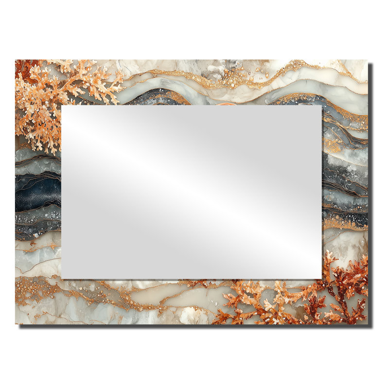 Aquarium bleu et blanc avec grand crabe I - Art mural miroir animaux - imprimé sur métal, 24 po x 32 po