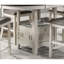 Salle à manger de style traditionnel - hauteur de comptoir 5 pièces, chaises de table décoratives blanc antique et brun rosé, revêtement en tissu
