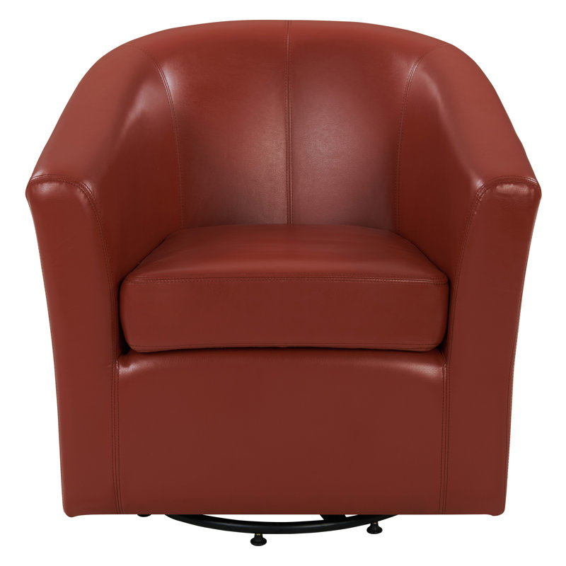 30-Inch Wide Swivel Barrel Chair, Pumpkin Bonded Leather
