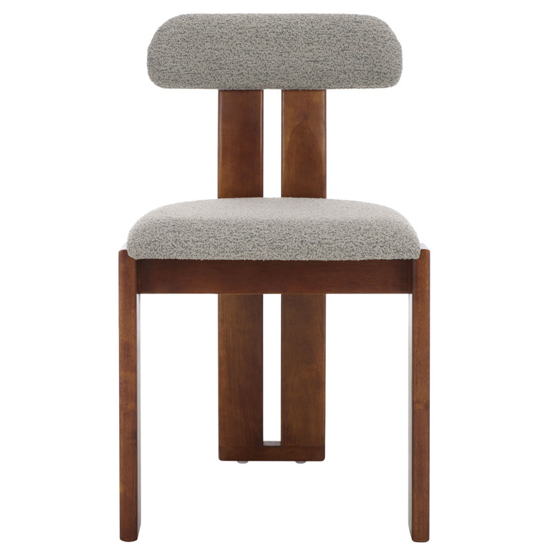 Cayde Boucle Dining Chair, Walnut, Gray
