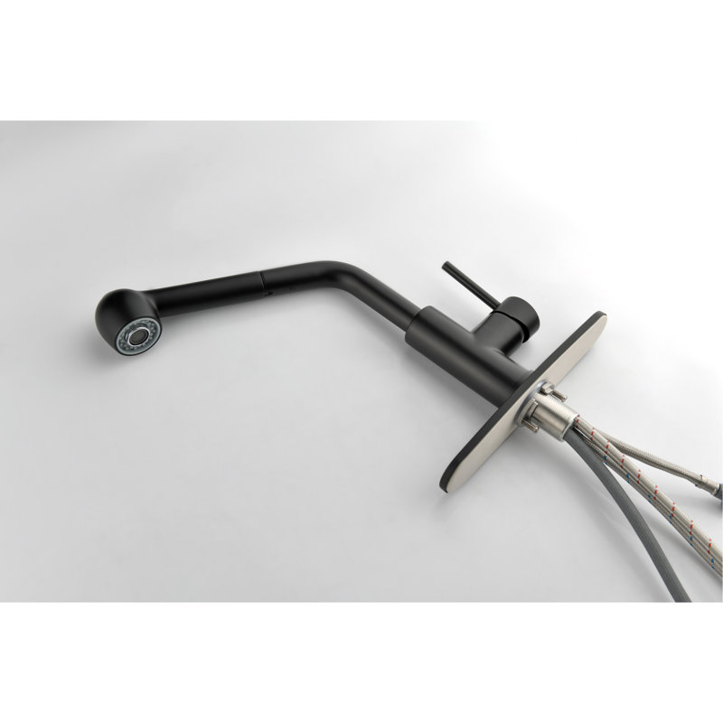 Robinet de lavabo rétractable noir mat, robinet de cuisine à poignée simple avec bec pivotant sur 360 °. Corrosion et rouille - Revêtement durable. Ajustez facilement la température de l'eau à l'aide d'une poignée. Acier inoxydable