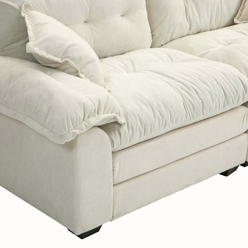 Canapé en chenille de 84 pouces avec coussins en mousse à mémoire de forme et coussins décoratifs pour un salon confortable