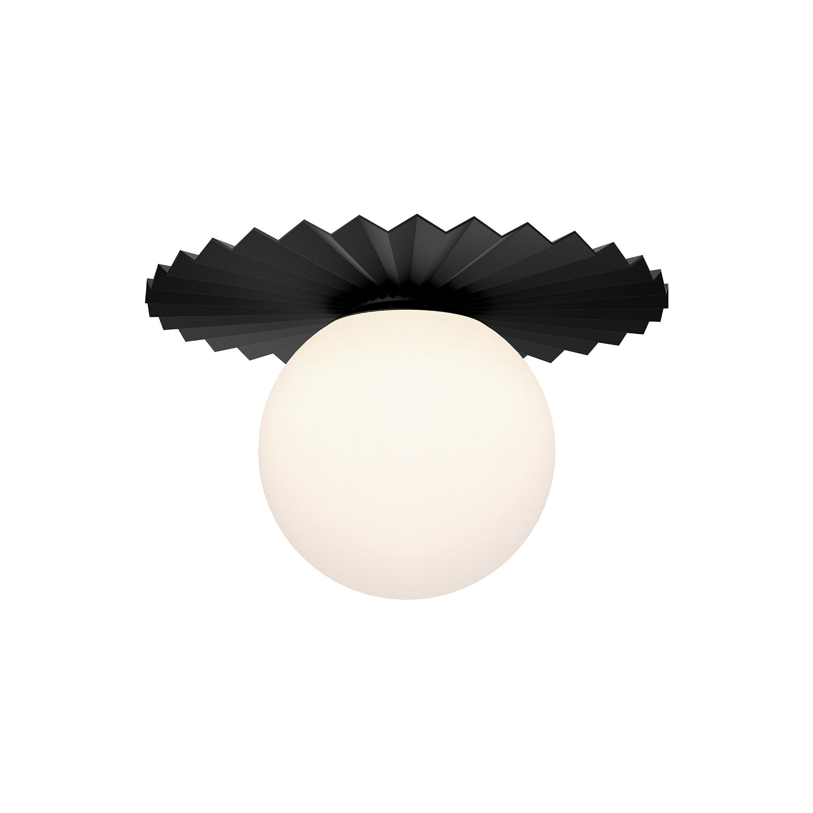 Laki Single Light Glass Flush Mount, Matte Black, 8.63" H x 13.88" W x 13.88" D