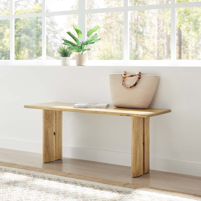 Banc en bois Amistad par Modway, Chêne, H 18,5 po x l 46 po x P 15 po