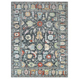 Mahal Wool Floral Area Rug in Gray/Charcoal/Light Green