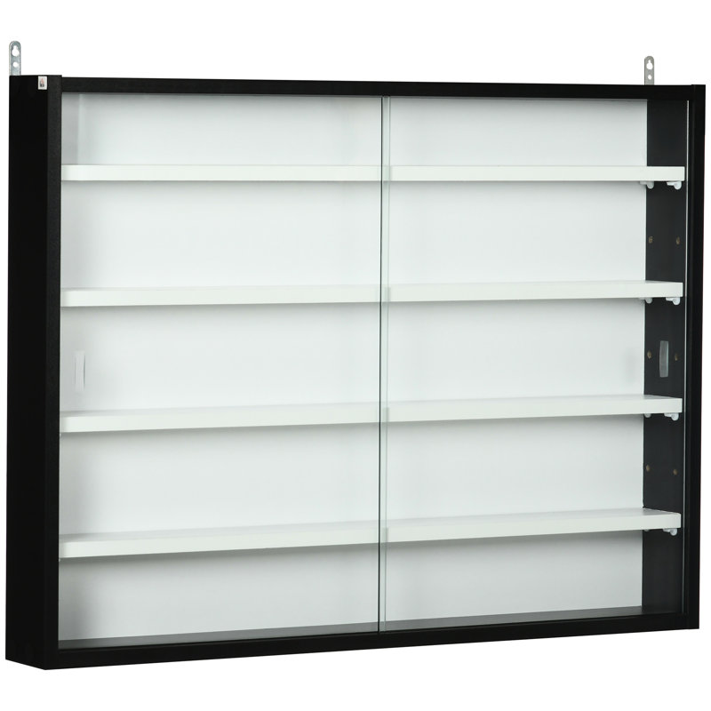 Vitrine noire et blanche à 5 tablettes réglables pour vitrine décorative, blanche, pouvant accueillir divers ornements