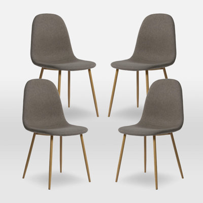 Linen Blend Upholstered Metal Side Chair