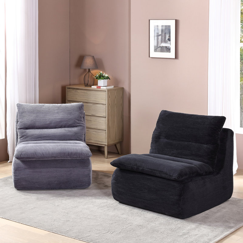 Fauteuil à billes 2 pièces à compression douce pour le salon, la chambre à coucher et le bureau, noir + gris