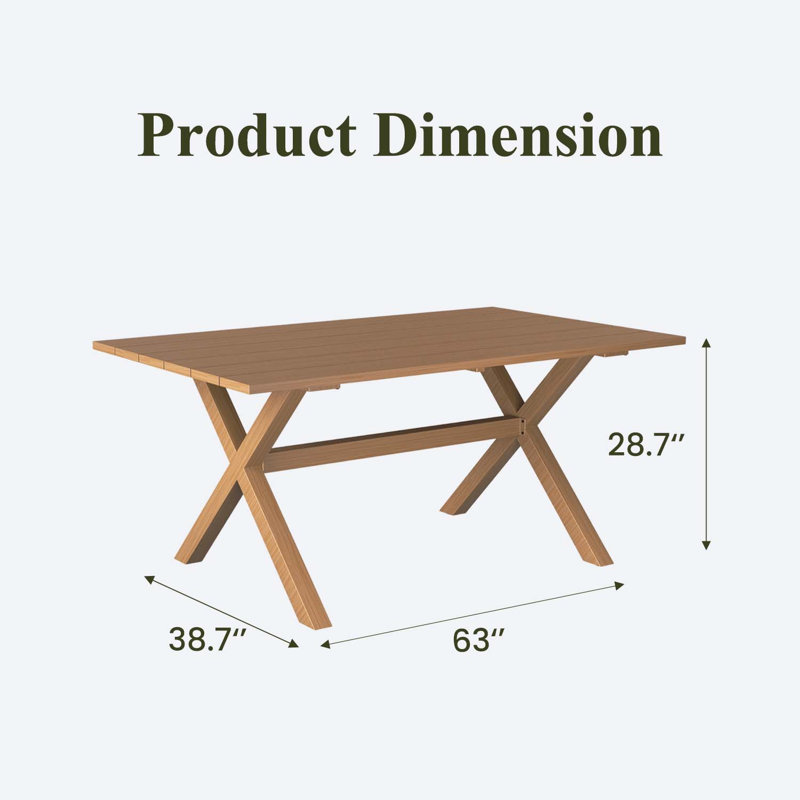 Rectangular Outdoor Dining Table , 160cm cm W 98.3cm cm D, Brown
