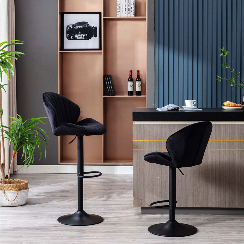 Tabourets de bar Hadeeqa (ensemble de 2) - Tabourets réglables avec dossier et repose-pieds, chaises de bar à hauteur de comptoir pour la cuisine