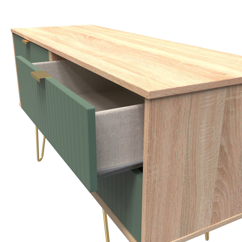 Beranda 115 cm W Chest of 4 Drawers, Labrador Green/Bardolino Oak