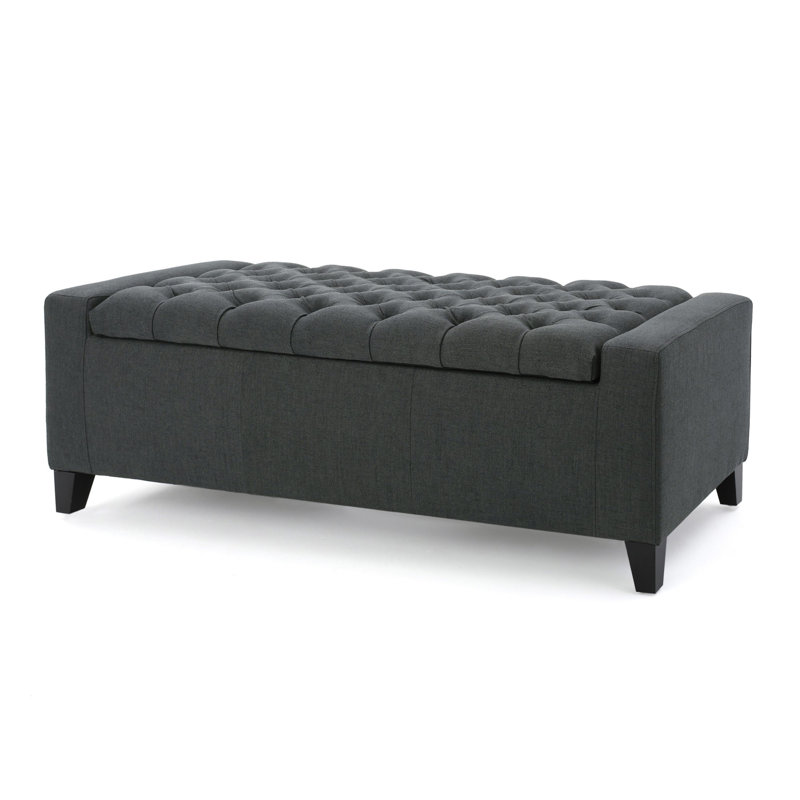 Kaiyana Upholstered Ottoman, Storage Ottoman, Light Gray Fabric