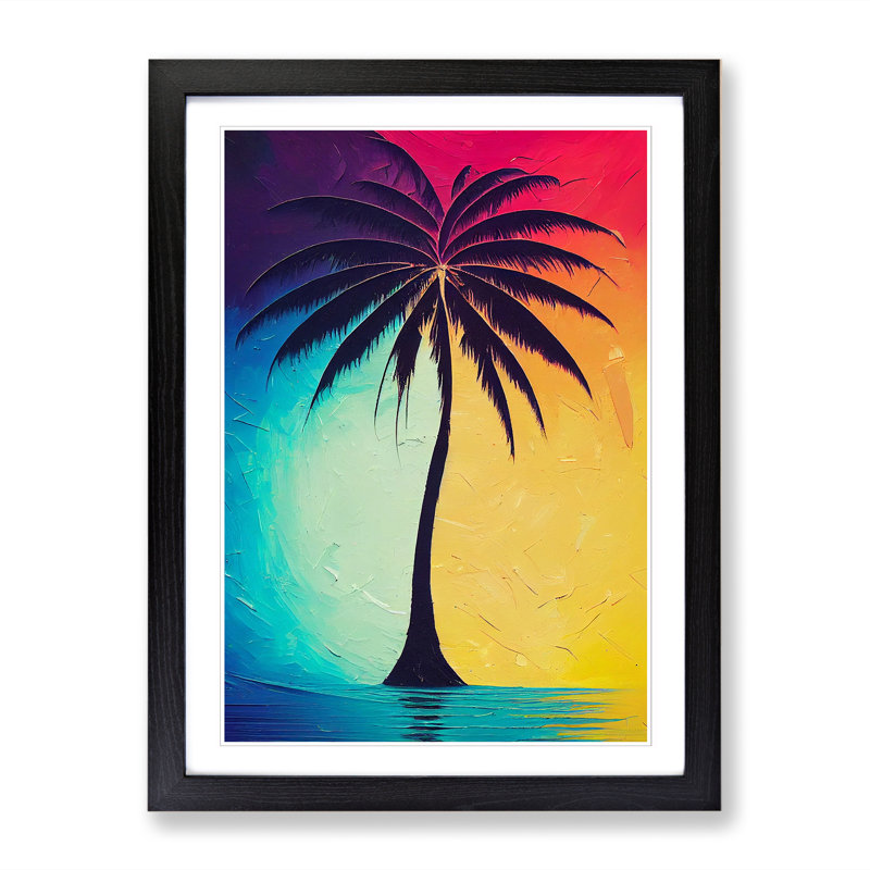 Palm Tree Vol.3 - Single Picture Frame Painting, 46cm H x 34cm W x 2cm D, Oak