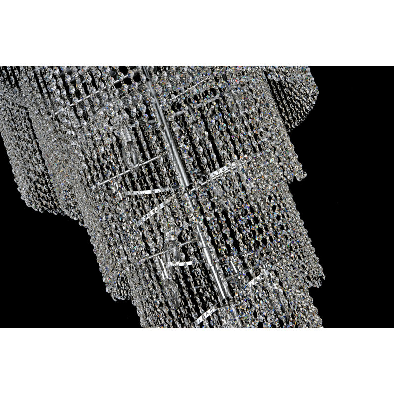Lustre à niveaux unique et remarquable à 28 lumières Zonia, Chrome