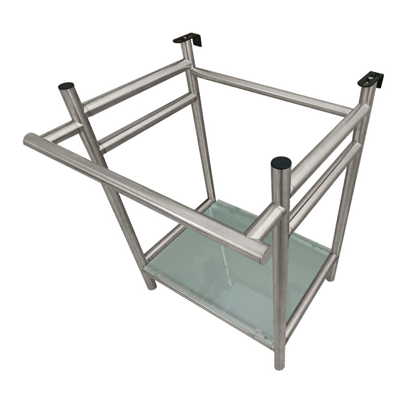 Base de lavabo en acier inoxydable avec tablette en verre Kingston, Nickel brossé