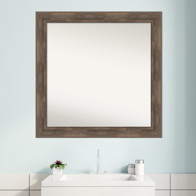 Miroir mural non biseauté en bois franc, 30,75 po x 30,75 po
