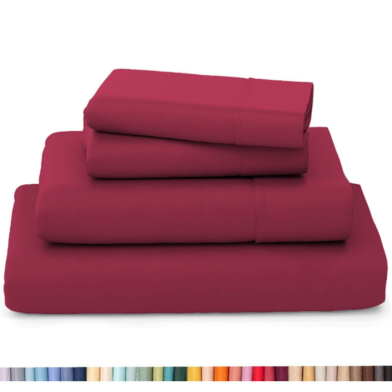 Ultra Soft Bamboo Sheet Set - 4 Pc Set - Wrinkle Resistant - Cooling Sheets with Deep Pockets, Burgundy