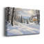 " Snowy Cottage in Sunlit Mountain Forest Christmas " Painting-584122118